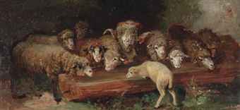 رسم تعبيري أثناء شرب الحيوانات